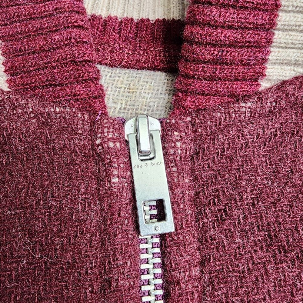 RAG & BONE Maroon Varsity Full Zip Wool Poncho Cape $450 One Size - Picture 6 of 9
